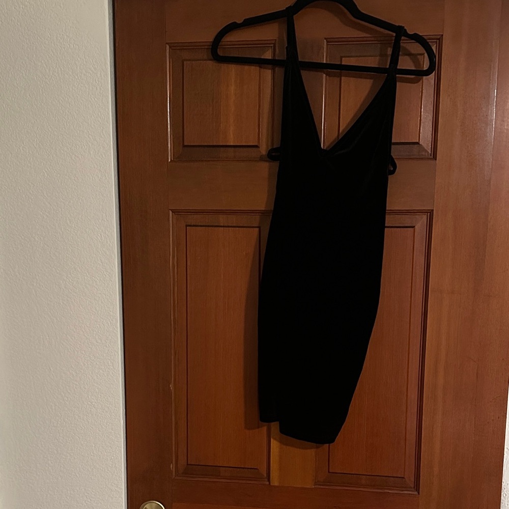 Velvet Black Dress backless mini